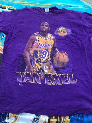 Vtg 90s Salem Sportswear Graphic T - Shirt La Lakers Nick Van Exel Rap Tee Usa Xl
