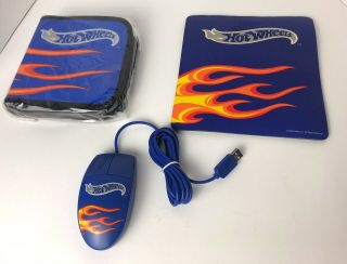 Hot Wheels Mattel Vtg 1999 Mouse  Mouse Pad,  Cd Case (case Nip) Set