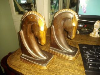 Vintage Metal Trojan Horse Bookends,  Art Deco Style