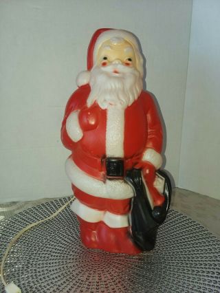 Vintage 1968 Empire Plastic Blowmold Christmas Santa 13.  75” Tall Light Fixture