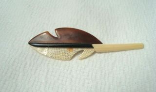 Vintage Lea Stein Feather Plastic Pin Brooch Paris France