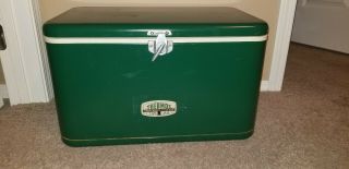 Vintage Green Thermos Metal Cooler Ice Chest Usa Bottle Opener Circa 1970 