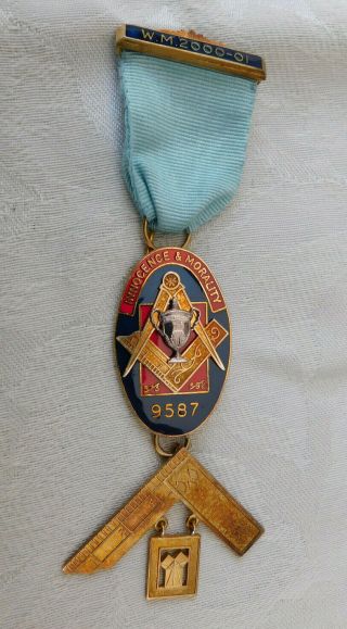Vintage Silver Freemason Mason Masonic Jewel Enamel Medal Lodge 9587