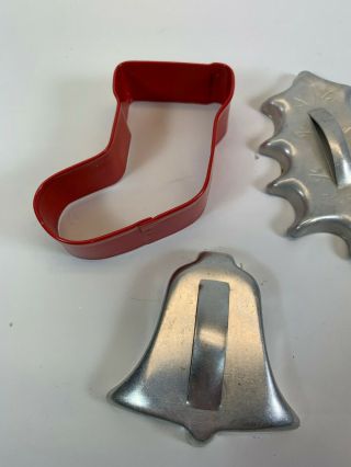 Cookie cutters vintage Christmas boot Santa bell holly star aluminum metal 5 3