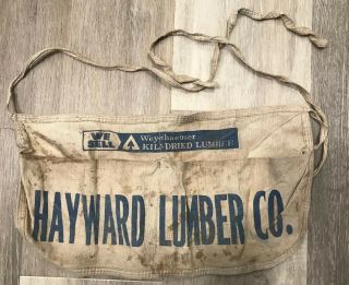 Vintage Weyerhaeuser 2 Square Hayward Lumber Company Carpenter Nail Apron