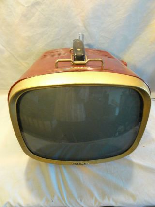 Vintage 1950s Rca Victor Deluxe B/w Portable Television Model 17pd8094