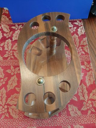 Vintage Mid Century Wooden Wood Stand Holder For 6 Smoking Pipes Rack Only