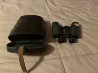 Vintage Nippon Kogaku Mikron 8x35 Binoculars Leather Case Japan Hiking 383352