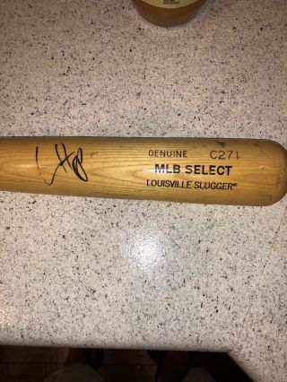 Ian Happ Signed Louisville Slugger Game Baseball Bat Chicago Cubs Uncracked