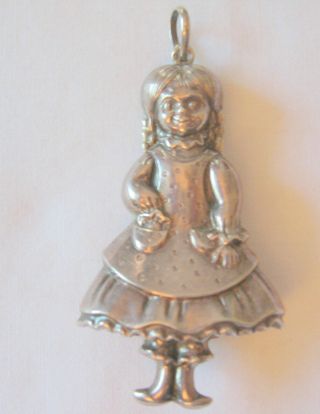 Vintage Topazio Sterling Silver Doll Pendant Or 3d Art Form Christmas Ornament