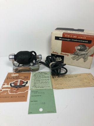 Vintage Oster Stim - U - Lax Stimulax Junior M - 4 Massage Vibrator Instructions & Box