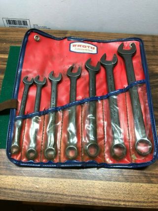 Vintage Proto Tools Professional 7pc Combination Wrench Set 3/8 To 3/4 In Pouch