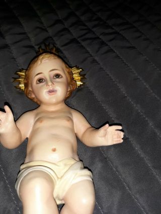 Vintage Baby Jesus Child Figurine Glass Eyes