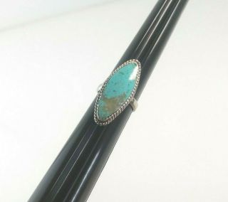 Vintage Sterling Silver Elongated Utah Turquoise Ring Southwest Jewelry Size 6.  5