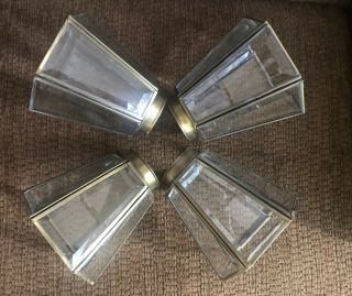 4 Vtg Antique Brass Beveled Glass Ceiling Fan Light Fixture Shades Globes