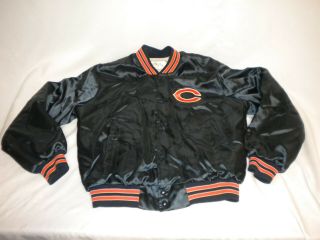 Vintage 80s Chicago Bears Satin Jacket Mens L Locker Line Nfl Football