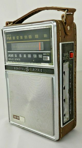 Vintage GE Portable Radio AM/FM 2Way Power GENERAL ELECTRIC 7 - 2877F Parts/Repair 2