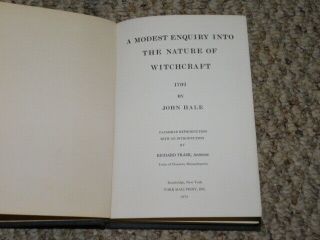 Vg 1973 A Modest Enquiry Into The Nature Of Witchcraft / 1702 Book By John Hale