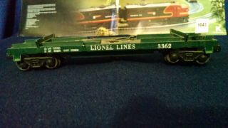 Vtg Lionel 3362 Green Helium Flat Car O Scale Model Train Railroads
