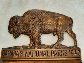 1940 CANADA ' S NATIONAL PARKS BUFFALO LICENSE PLATE TAG TOPPER 2