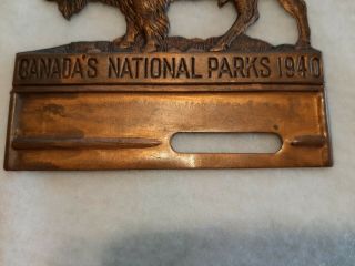 1940 CANADA ' S NATIONAL PARKS BUFFALO LICENSE PLATE TAG TOPPER 3