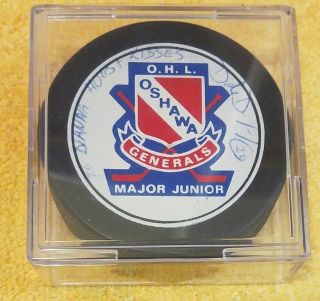 Vintage Ohl Oshawa Generals Major Junior Signed Unknown Auto Hockey Puck No