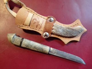 Vintage Small Handmade Knife Puukko W Horn Handle Finland Finnish Sami