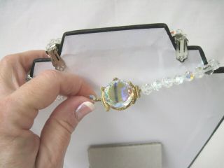 Vintage Single Strand Aurora Borealis Crystal Bead Necklace & Earrings 3