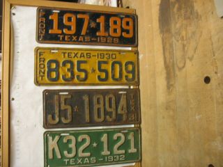 1929 – 1932 Texas 4x License Plates Tags