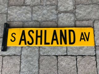 1950’s City Of Chicago Porcelain Street Sign Double Sided S Ashland Av