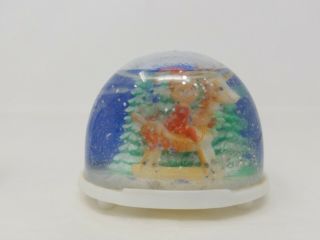 Vintage Christmas Plastic Snow Globe Reindeer Elf Forest