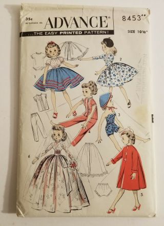 Advance 8453 - Vintage Doll Clothes Pattern For 10.  5 " Revlon Dolls