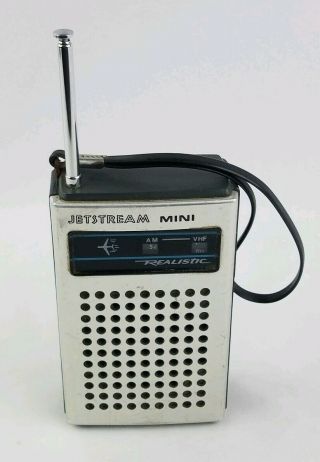 Vintage Realistic Jetstream Mini Am Vhf Portable Radio Sliver Face