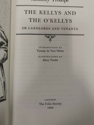 The Kellys And The O’kellys Anthony Trollope Folio Society 1992 (rowcroft Hospic