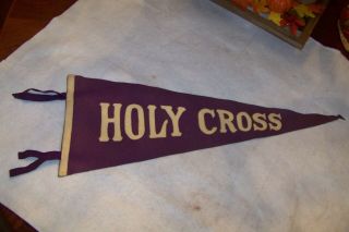 Vintage Holy Cross College Football Pennant Sewn Letters