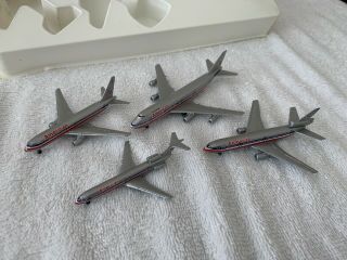 VINTAGE SCHABAK AMERICAN AIRLINES SET 1:600 SCALE 747 Dc 10 767 727 BOEING PLANE 3