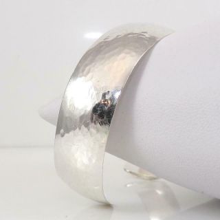 Vintage Sterling Silver Arts & Crafts Hammered Signed Cuff Bracelet Lfb3