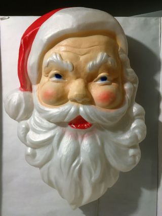 Vintage Union Products Santa Claus Head Blow Mold Lighted Face Christmas 22 "