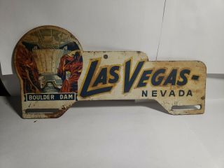 Boulder Dam Las Vegas Nevada Vintage Metal Souvenir License Plate Topper