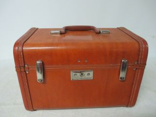 Vtg Samsonite Shwayder Bros Royal Traveller Brown Leather Train Case Luggage W/t