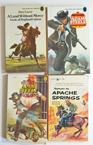 4 Vintage Mmpb Paperbacks Westerns Etc. ,  Adam Steele,  Apache Springs 1970 