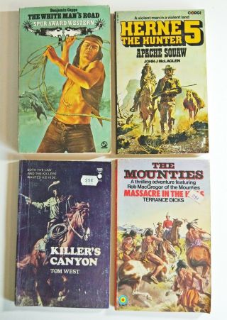 4 Vintage Mmpb Paperbacks Westerns Etc. ,  Herne The Hunter,  Mounties,  1970 