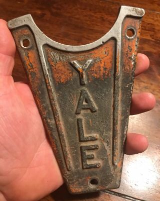 Vintage Yale Forklift Machine Metal Badge Emblem Yale Lock Sign Rat Rod Part