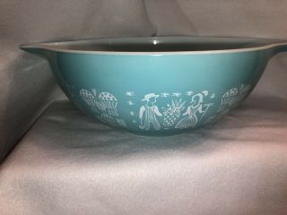 Vintage Pyrex Amish Butterprint Turquoise 444 Cinderella Bowl Tab Handles 4 Qt