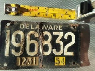 1954 Delaware Motorcycle License Plate 3.  5 " X 2.  25