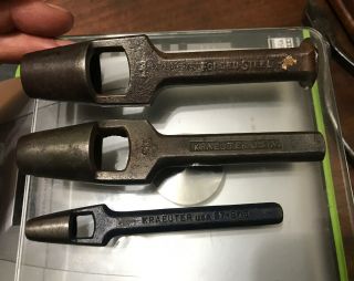 3 Vintage Kraeuteer U.  S,  A,  Leather Cutting Punch Tools 3/4 ",  5/8 And 5/16 "