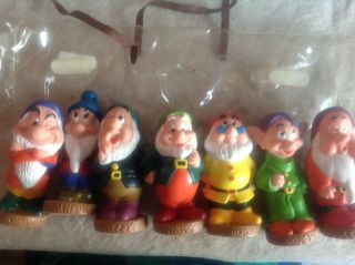 Vintage Disney Seven Dwarfs 5 - 6 " Plastic Figures Set Of 7.  In
