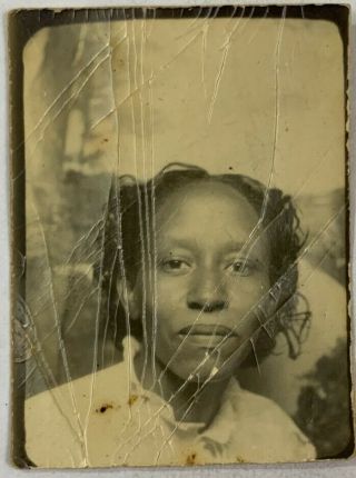Wallet Memory Serene African American Woman In Photobooth Vintage Photo Snapshot