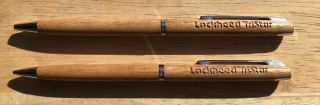 Cool Rare Vintage Lockheed Tristar Wooden Engraved Pen And Pencil Set