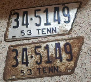 1953 Tennessee Shaped License Plate Set Paint